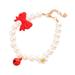 Farfi Pet Necklace Vivid Color Waterproof Resin Small Cat Dog Artificial Pearl Necklace Jewelry Pet Costume Pet Supplies (Red L)