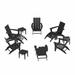 WestinTrends Ashore 12 Pieces Adirondack Chairs Set All Weather Poly Lumber Adirondack Chairs with Ottoman and Side Table Patio Conversation Outdoor Furniture Set Gray