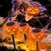 Tepsmf Halloween Solar Pathway Markers Lights 7.9Inch High Plastic Jack-O-Lantern Shaped Pumpkin Lawn Garden Stakes Clear Lights for Trick or Treat Party Outdoor Waterproof Halloween Decor