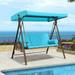 PURPLE LEAF 3-Seat Deluxe Outdoor Patio Porch Swing with Weather Resistant Steel Frame Adjustable Tilt Canopy Cushions and Pillow Included Turquoise Blue