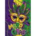 Newhomestyle Mardi Gras Mask Decorative Burlap Garden Flag Purple Green Yellow Carnival Home Yard Small Outdoor Decor Fleur De Lis Masquerade Beads Outside Decoration Double Sided 12x18