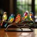 New Stained Glass Birds On Branch Desktop Ornaments Acrylic Double Sided Multicolor Hummingbird Craft Statue Metal Bird Statue Ornaments Metal Art Bird Sculpture Home Office Decorations