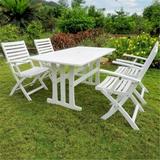 International Caravan Royal Fiji Ispica Stained Acacia Hardwood Outdoor Dining Set (Set of 5) Antique White
