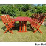 International Caravan Royal Fiji Ispica Stained Acacia Hardwood Outdoor Dining Set (Set of 5) Barn Red