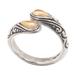 Golden Fates,'Traditional Sterling Silver Cocktail Ring with Gold Accents'