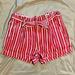 American Eagle Outfitters Shorts | American Eagle Linen High Rise Paper Bag Waist Shorts | Color: Red/White | Size: 6