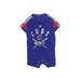 Majestic Short Sleeve Onesie: Blue Marled Bottoms - Size 6-9 Month