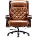 PENN EXECUTIVE CHAIRS Genuine Leather Executive Chair Wood/Upholstered in Brown | 52 H x 32 W x 33 D in | Wayfair 900BL