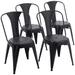 17 Stories Sharod Metal Slat Back Stacking Side Chair Dining Chair Set of 4 Metal in Black | 31.5 H x 18.9 W x 14.8 D in | Wayfair