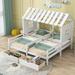 Gracie Oaks Ajeer Murphy Bed, House Platform Beds w/ Two Drawers for Boy & Girl Shared Beds Wood in White | 67.7 H x 78.9 W x 81.9 D in | Wayfair