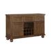 Trea 58 Inch Server Buffet Bar Cabinet, 8 Wine Cubbies, Rustic Brown