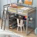 Twin Size Loft Bed with Desk and Shelves, Two Built-in Drawers, Solid Wood Slats, Two Large Storage Drawers