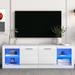 Contemporary LED TV Stand - Center with Tempered Glass Shelves, 16-Color LED Lights, Spacious Cabinets, Up to 70'' TVs