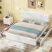 Queen Size Upholstered Platform Bed with Storage Drawers and Trundle