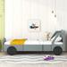 Gray Twin Car-Shaped Platform Bed Frame w/ Wheels Creative Trundle Bed