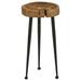 22 Inch Side Table, Iron Tapered Legs, Live Edge Acacia Wood, Natural Brown