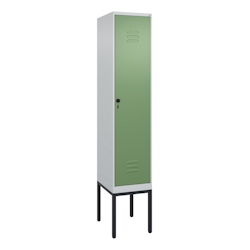 C+P Spind Classic PLUS, Gestell, 1 Abteil, HxBxT 212x40x50cm, Sicherheitsdrehriegel, Hellgrau/Resedagrün von PROREGAL Image