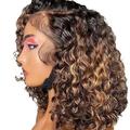 Dengmore Brown Curly Wig Deep Wave Curly Hair Wigs 360 Lace Front Wigs Middle Part Water Wave Lace Closure Wig Human Hair Lace Frontal Wigs for Women Daily Party Use 22 Inch