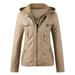 Winter Vests for Women Lightweight Women s Slim Leather Stand Collar Zip Motorcycle Suit Belt Coat Jacket Tops