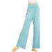 Mrat Women Sweatpants Long Trousers Linen Wide Leg Pants High Waisted SweatPants for Ladiess Fashion Business Casual Pants Baggy Linen Plus Size Pants Light Blue XXL