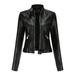 Womens coats Women s Slim Leather Stand Collar Zip Motorcycle Suit Belt Coat Jacket Tops long winter coats for women