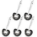 5 Sets Measuring Spoons Polished Surface Heart-Shaped Sugar Powder Seasoning Spoons Measuring Scoops Kitchen Supplies