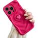 Hot Pink Heart Phone Case Compatible with iPhone 12 Pro Max Cute Aesthetic 3D Sweet Cool Hot Pink Love Heart Phone Soft Cases for Women Girls