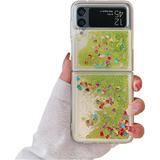 for Samsung Galaxy Z Flip 3 Glitter Case for Girls Women Liquid Bling Sparkle Luxury Flowing Floating Quicksand Soft TPU Clear Case for Samsung Galaxy Z Flip 3 5G 2021 (Color Green)