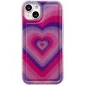 Heart Phone Case Compatible with iPhone 14 Pro Japanese Korean Style Sweet Cool Clear Purple Pink Love Heart Phone Cover with Glitter Card for Women Girls