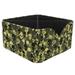 OWNTA Camo Skull Green Pattern Square Pencil Storage Case with 4 Compartments Removable Dividers Pen Holder and Pencil Holder