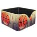 OWNTA Retro Basketball Ball Wooden Pattern Square Pencil Storage Case with 4 Compartments Removable Dividers Pen Holder and Pencil Holder