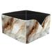 OWNTA Marble Pattern Square Pencil Storage Case with 4 Compartments Removable Dividers Pen Holder and Pencil Holder