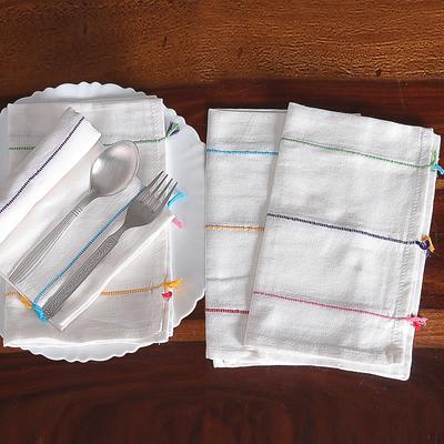 Rainbow Meals,'Set of 4 Handwoven Rainbow Striped Cotton Napkins'