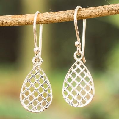 'High-Polished Drop-Shaped Sterling Silver Dangle Earrings'