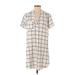 Lush Casual Dress - Shirtdress: Ivory Grid Dresses - Women's Size Small