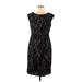 Calvin Klein Casual Dress - Sheath: Black Damask Dresses - Women's Size 8