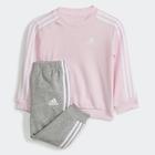 Trainingsanzug ADIDAS SPORTSWEAR "ESSENTIALS 3STREIFEN KIDS JOGGINGANZUG" Gr. 98, pink (clear pink, white) Kinder Sportanzüge Jogginganzüge