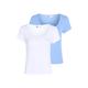 T-Shirt TOMMY JEANS "TJW 2PACK HENLEY SS RIB TEE" Gr. S (36), blau (white, blue) Damen Shirts Jersey