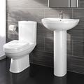 Modern WC Toilet + Pedestal Basin Sink Bathroom Suite Set CS627A