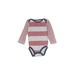 Carter's Long Sleeve Onesie: Burgundy Color Block Bottoms - Size 9 Month