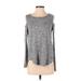 Hollister Pullover Sweater: Cold Shoulder Cold Shoulder Gray Color Block Tops - Women's Size Small
