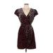 J.Crew Casual Dress - Wrap: Burgundy Leopard Print Dresses - Women's Size 10