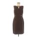 Tahari by ASL Casual Dress - Sheath: Brown Solid Dresses - Women's Size 8 Petite