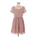 Daisy Street Casual Dress - A-Line: Pink Floral Dresses - Women's Size 6