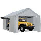 Euker 10 Ft. W x 19.5 Ft. D Carport Canopy Portable Garage Storage Shed, Steel in Gray | 110.24 H x 118.12 W x 236.23 D in | Wayfair