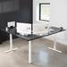 VIVO Electric 77" x 71" Corner Stand Up Desk, 3E7B Series Wood/Metal in White/Black | 70.9 W x 29.5 D in | Wayfair DESK-KIT-3E7WB