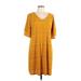 Apt. 9 Casual Dress - Shift: Yellow Grid Dresses - Women's Size Large