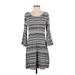 Market and Spruce Casual Dress - Shift: Gray Stripes Dresses - Women's Size Small