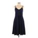 Helyo Fashion Casual Dress - A-Line V Neck Sleeveless: Blue Print Dresses - Women's Size 1
