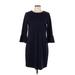 Boden Casual Dress - Shift Crew Neck 3/4 sleeves: Blue Print Dresses - Women's Size 10 Petite